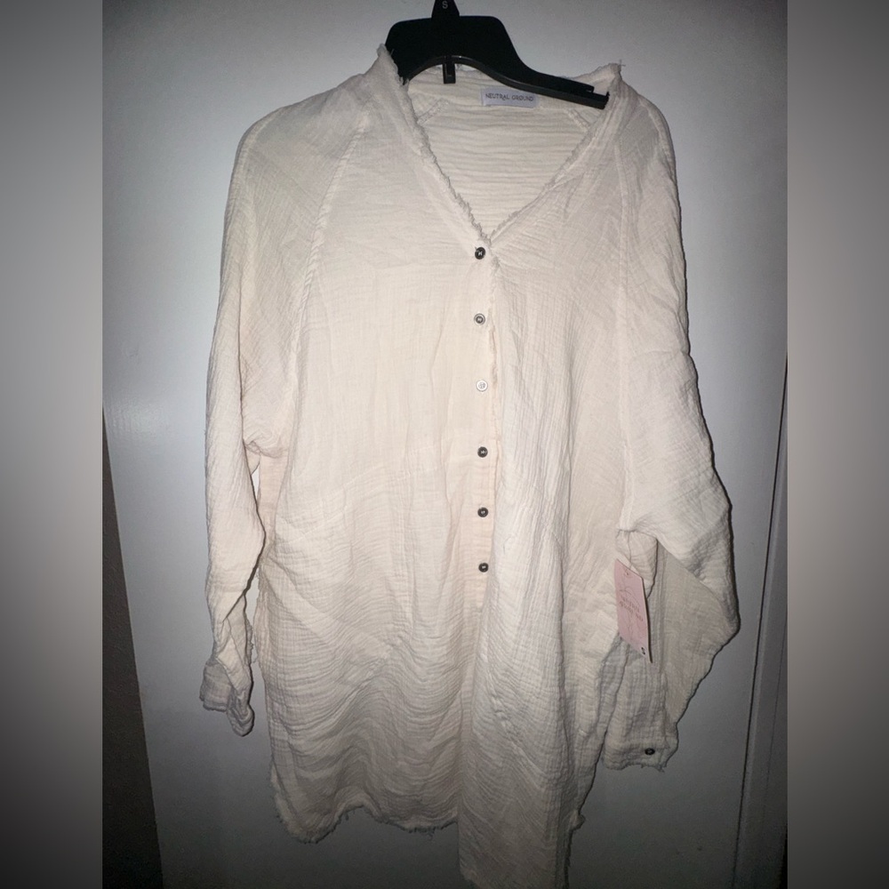 Neutral Ground Cream Textured Blouse